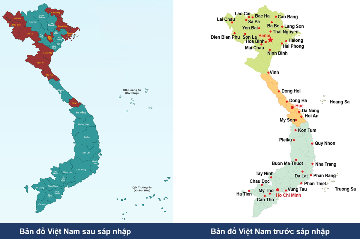 danh sách tỉnh sáp nhập